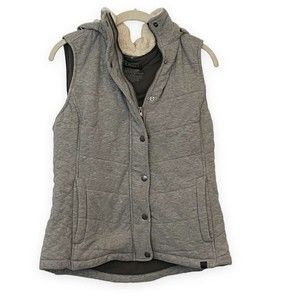 𝅺ll Bean S Vest Sherpa Hooded Zip Snap Closures Pockets Gray Hoodie